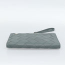 BOTTEGA VENETA MAXI INTRECCIATO Clutch Bag Leather Gray Silver Auth 188287A-9
