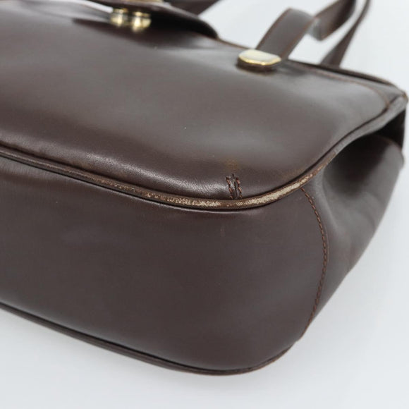 CELINE Handtas Leer Bruin Goud Auth 188288