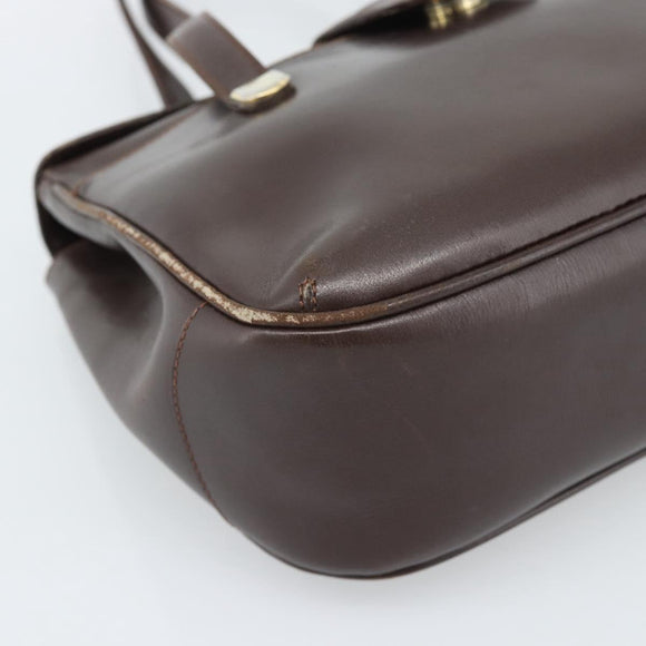 CELINE Handtas Leer Bruin Goud Auth 188288