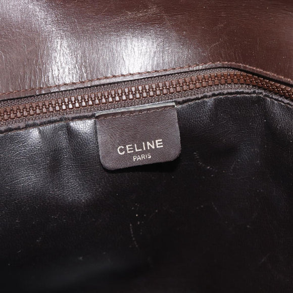 CELINE Handtas Leer Bruin Goud Auth 188288
