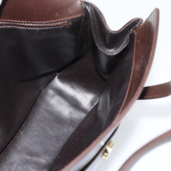 CELINE Handtas Leer Bruin Goud Auth 188288