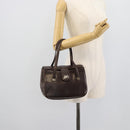 CELINE Handtas Leer Bruin Goud Auth 188288-22