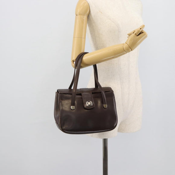 CELINE Handtas Leer Bruin Goud Auth 188288