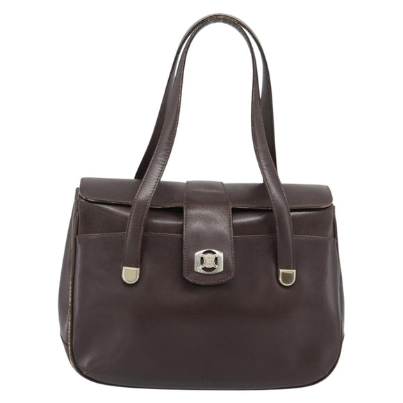 CELINE Handtas Leer Bruin Goud Auth 188288