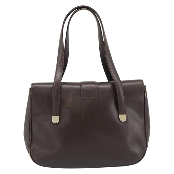 CELINE Handtas Leer Bruin Goud Auth 188288