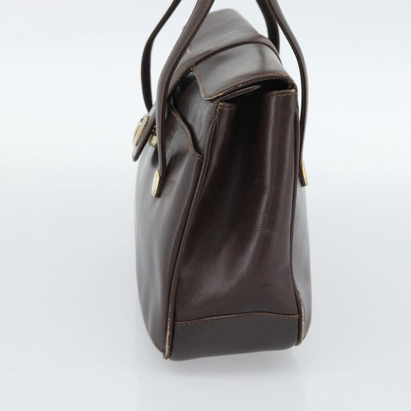 CELINE Handtas Leer Bruin Goud Auth 188288