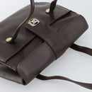 CELINE Handtas Leer Bruin Goud Auth 188288-6