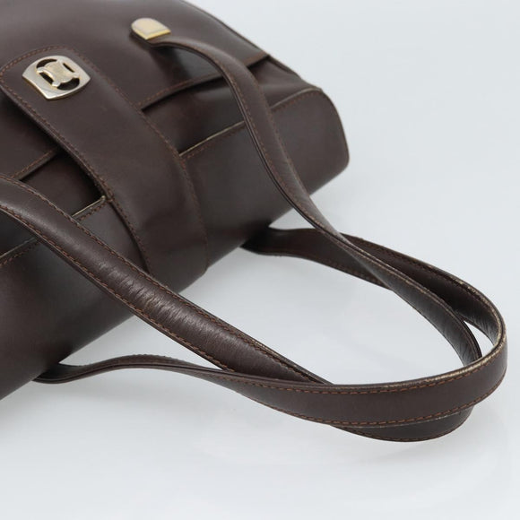 CELINE Handtas Leer Bruin Goud Auth 188288