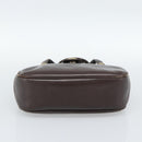 CELINE Handtas Leer Bruin Goud Auth 188288-5