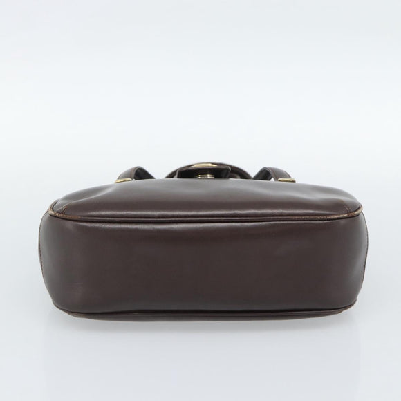 CELINE Handtas Leer Bruin Goud Auth 188288
