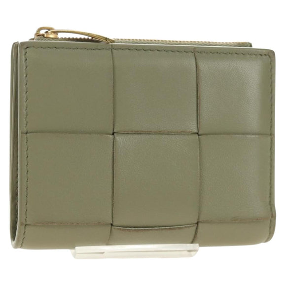 BOTTEGA VENETA MAXI INTRECCIATO Wallet Leather Beige Gold Auth 188290M
