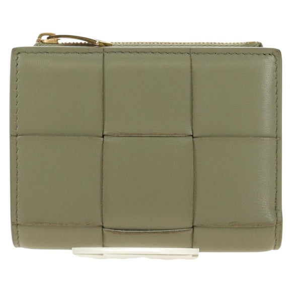 BOTTEGA VENETA MAXI INTRECCIATO Wallet Leather Beige Gold Auth 188290M