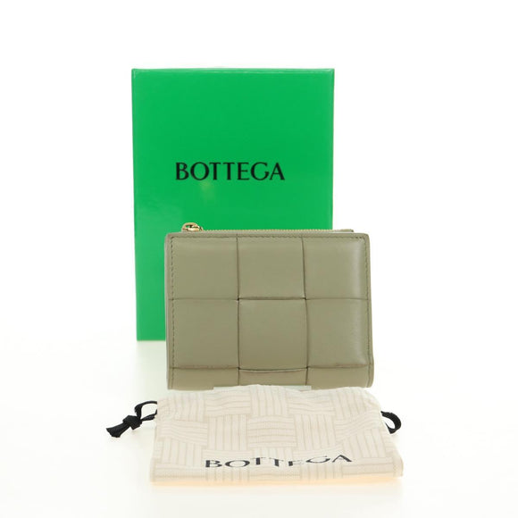 BOTTEGA VENETA MAXI INTRECCIATO Wallet Leather Beige Gold Auth 188290M