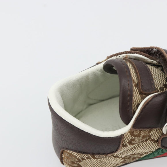 GUCCI GG Canvas Sherry Line Baby Shoes Beige Auth 188291A