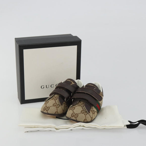 GUCCI GG Canvas Sherry Line Baby Shoes Beige Auth 188291A