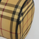 BURBERRY Nova Check Hand Bag PVC Beige Gold Auth 188293-14