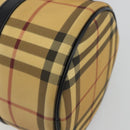 BURBERRY Nova Check Hand Bag PVC Beige Gold Auth 188293-16