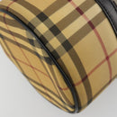 BURBERRY Nova Check Hand Bag PVC Beige Gold Auth 188293-9