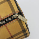 BURBERRY Nova Check Hand Bag PVC Beige Gold Auth 188293-10