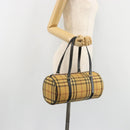 BURBERRY Nova Check Hand Bag PVC Beige Gold Auth 188293-22