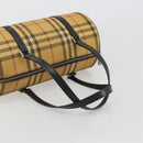 BURBERRY Nova Check Hand Bag PVC Beige Gold Auth 188293-7