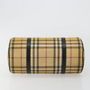 BURBERRY Nova Check Hand Bag PVC Beige Gold Auth 188293-5