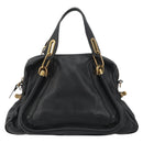 Chloe Paraty Hand Bag Leather Black Gold Auth 188295-2
