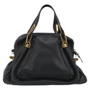 Chloe Paraty Hand Bag Leather Black Gold Auth 188295-3