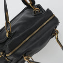 Chloe Paraty Hand Bag Leather Black Gold Auth 188295-6