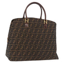 FENDI Zucca Canvas Boston Bag Brown Black Auth 188298A-1