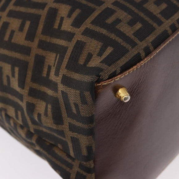 FENDI Zucca Canvas Boston Bag Brown Black Auth 188298A