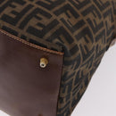 FENDI Zucca Canvas Boston Bag Brown Black Auth 188298A-11