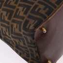 FENDI Zucca Canvas Boston Bag Brown Black Auth 188298A-12