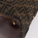 FENDI Zucca Canvas Boston Bag Brown Black Auth 188298A-13