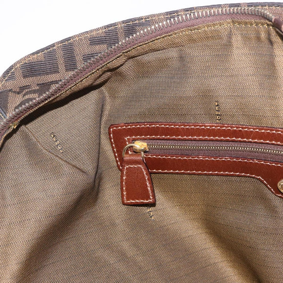 FENDI Zucca Canvas Boston Bag Brown Black Auth 188298A