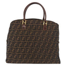 FENDI Zucca Canvas Boston Bag Brown Black Auth 188298A-2