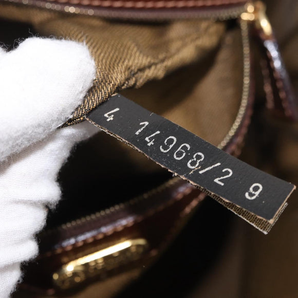 FENDI Zucca Canvas Boston Bag Brown Black Auth 188298A