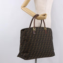 FENDI Zucca Canvas Boston Bag Brown Black Auth 188298A-22