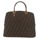 FENDI Zucca Canvas Boston Bag Brown Black Auth 188298A-3