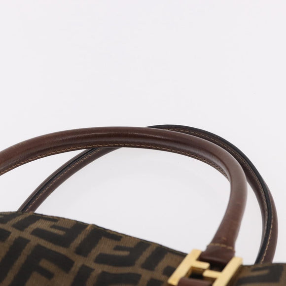 FENDI Zucca Canvas Boston Bag Brown Black Auth 188298A