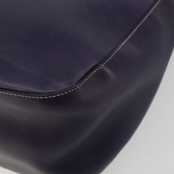 PRADA Shoulder Bag Leather Purple Gold Auth 188299A