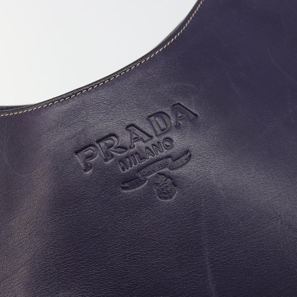 PRADA Shoulder Bag Leather Purple Gold Auth 188299A