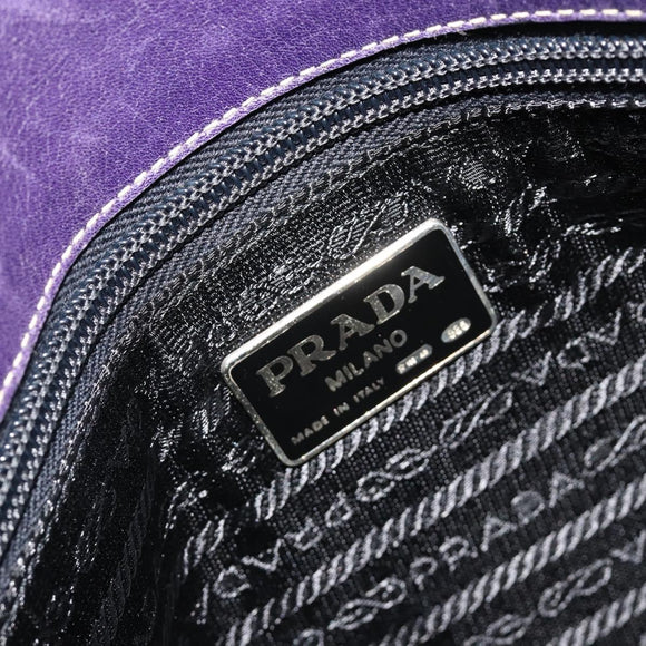 PRADA Shoulder Bag Leather Purple Gold Auth 188299A