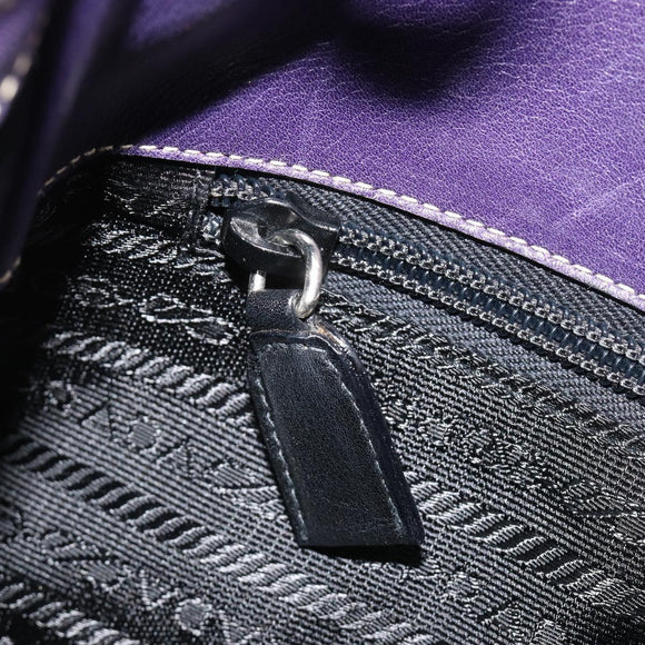 PRADA Shoulder Bag Leather Purple Gold Auth 188299A