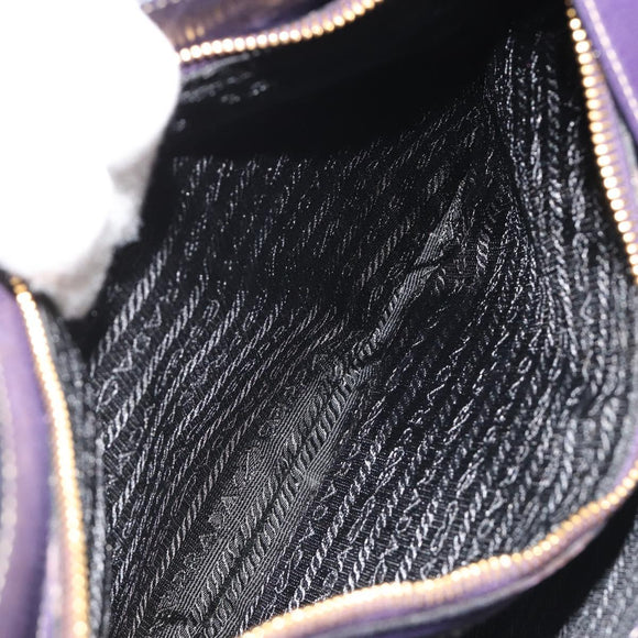PRADA Shoulder Bag Leather Purple Gold Auth 188299A
