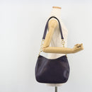 PRADA Shoulder Bag Leather Purple Gold Auth 188299A-25