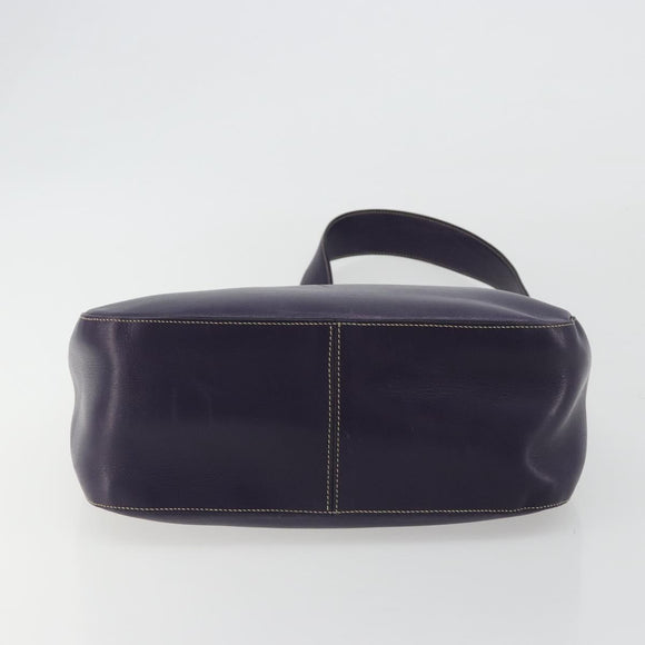 PRADA Shoulder Bag Leather Purple Gold Auth 188299A