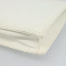 SAINT LAURENT Clutch Bag Leather White Gold Auth 188300-15