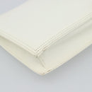 SAINT LAURENT Clutch Bag Leather White Gold Auth 188300-16