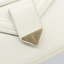 SAINT LAURENT Clutch Bag Leather White Gold Auth 188300-8